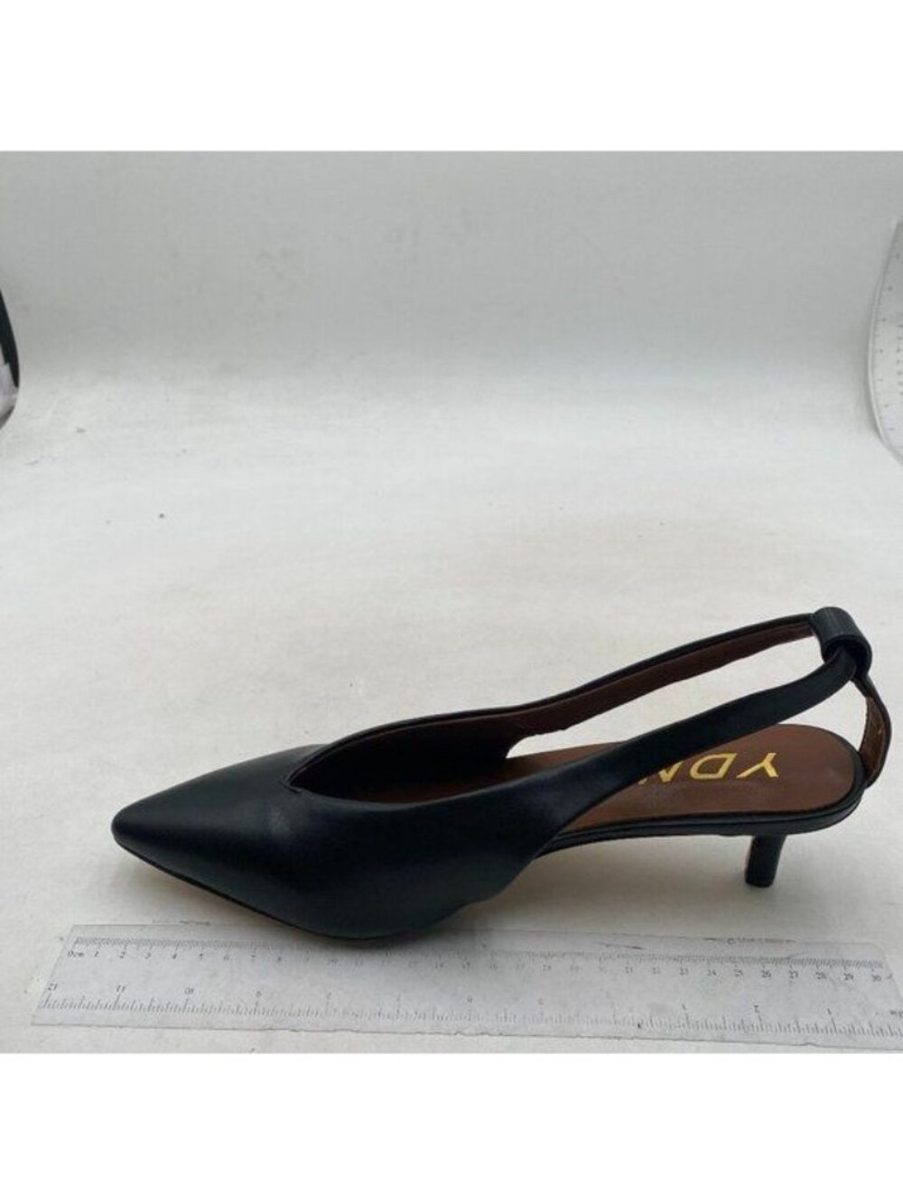 YDN Womens Kitten Low Heels Office Pumps Pointed Toe Black Shoes